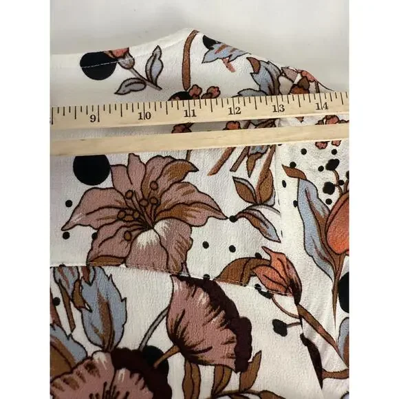 Maeve Anthropologie Womens White Short Sleeve Floral Polka Dot Wrap Dress US 8 - Picture 9 of 10